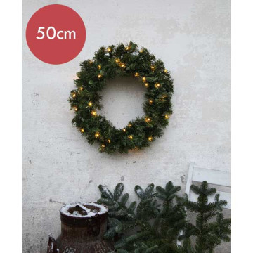 Kerstkrans / Deurkrans 50 cm met LED verlichting - 30 lampjes