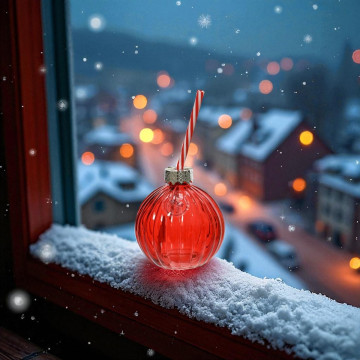 Drinkbeker - Rode kerstbal met rietje