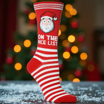 Kerstsokken Santa 'on the nice list' - Rood - maat 38-45