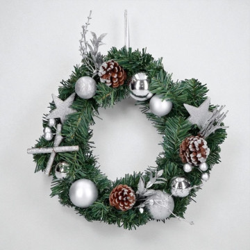 Decoratieve Kerstkrans ø30 cm Groen/Zilver