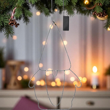 Zwarte kerstkabouter met 30 LED lampjes - 61 cm