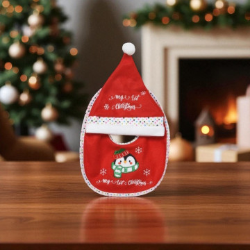 Kerst Baby Slabbetje met Muts - Pinguïn