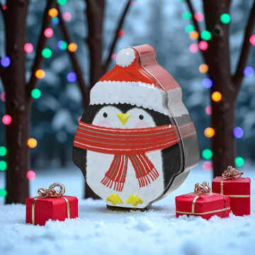 Kerst koekjestrommel met Pinguïn