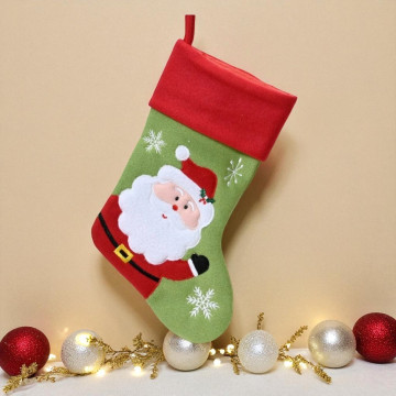 Kerstsok met hanger - Kerstman - Lichtgroen