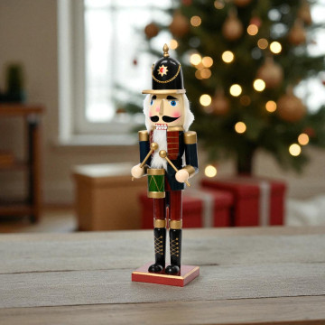 Notenkraker met trommel en hoge hoed - Donkerblauw  – 50 cm