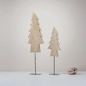 Set van 2 Decoratieve kerstbomen - Naturel - 80cm