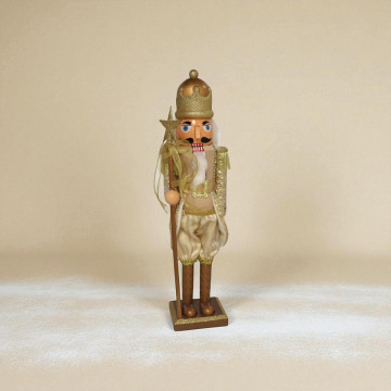 Luxe gouden notenkraker met staf - 60 cm hoog