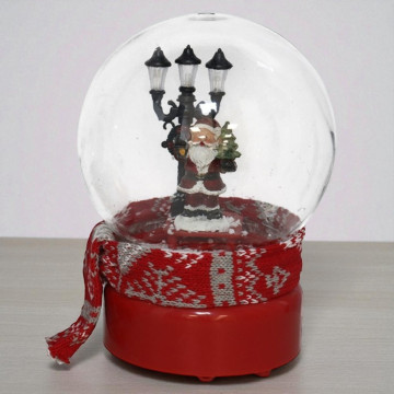 Kerst schudbol Kerstman met muziek en licht 13 x 19 cm