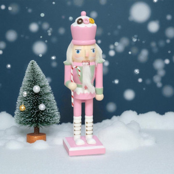 Candy notenkraker met zuurstok roze - 25 cm