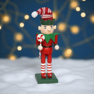Kerst elf met puntmuts en lolly - 25 cm