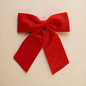 Rode kerst strik met zilveren glitter 60 x 70 cm