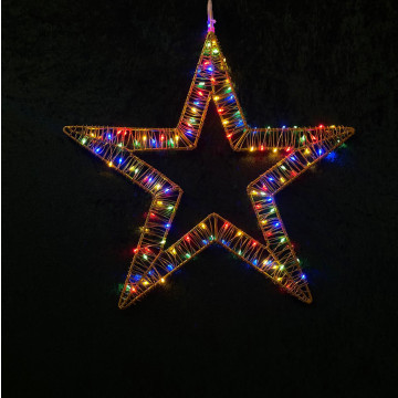 Silhouet kerstster met 120 Multicolor Microleds - 40 cm