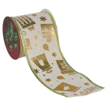 Decoratief gouden kerstlint met cadeautjes - 270 cm