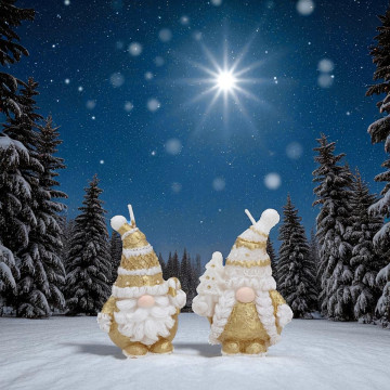 Set van 2 Gouden gnoom kaarsen  man & vrouw - 7 cm