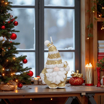 Gouden gnoom kaars man - 7 cm