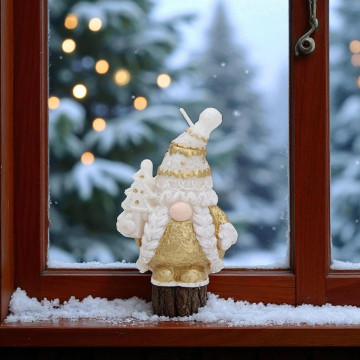 Gouden gnoom kaars vrouw - 7 cm