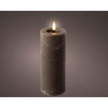 LED wax kaars met vlameffect bruin ø7x19,4 cm