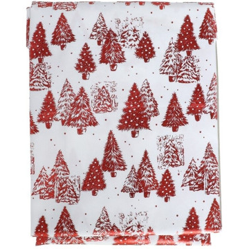 Kerst tafelkleed met kerstbomen - Rood - 140 x 230 cm