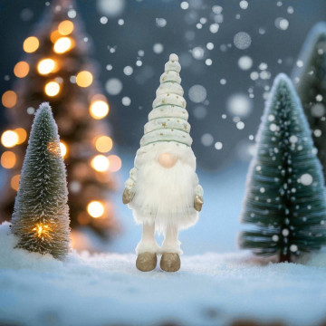 Kerstgnoom met verlichte neus 58cm - Groen