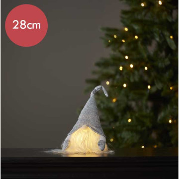 Kerstkabouter zilver met LED verlichting - 28 cm