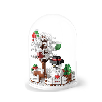 Micro brickset sneeuwpop met boom in stolp