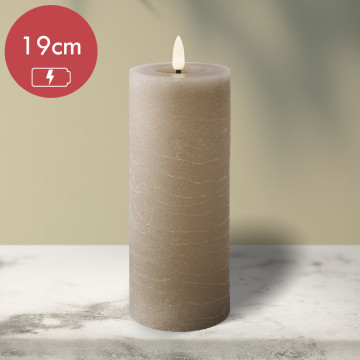 LED kaars lichtgrijs rustiek voor binnen 7 x 19 cm