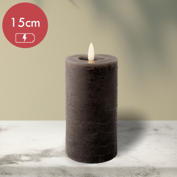 LED kaars wax grijs met vlam-effect voor binnen ø7 x15cm