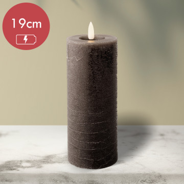 LED kaars wax grijs met vlam-effect voor binnen ø7 x19cm