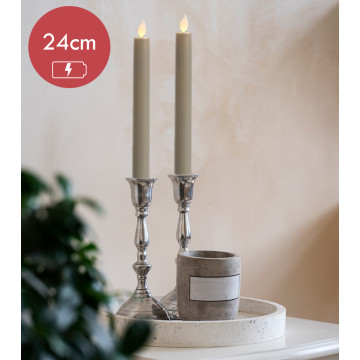 LED dinerkaars licht grijs voor binnen met bewegend vlam-effect 24 cm