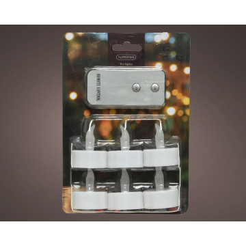 Set van 6 LED waxinelichtjes wit met afstandsbediening