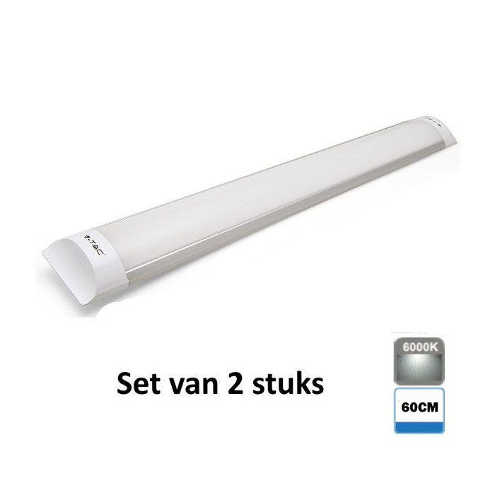 Geïntegreerde LED Buis 60cm 6000K | Daglicht|Set van 2 stuks