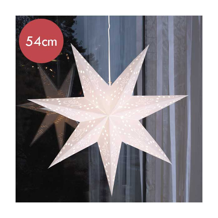 Papieren witte kerstster met E14 fitting - 54 cm