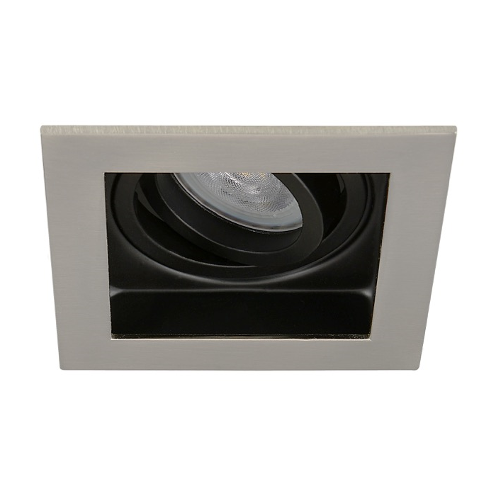 GU10 Armatuur RD Nikkel/Zwart Vierkant