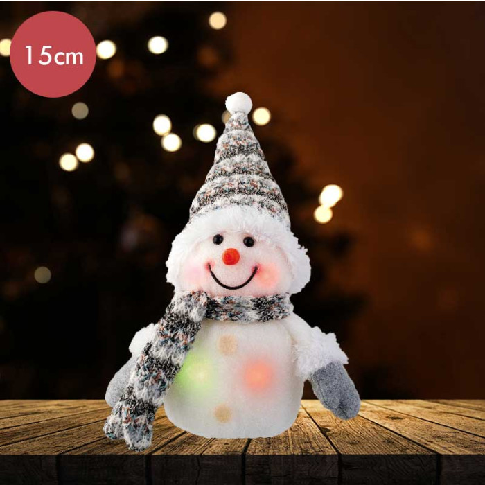 Bruine sneeuwpop met veranderde kleuren LED verlichting 15CM 