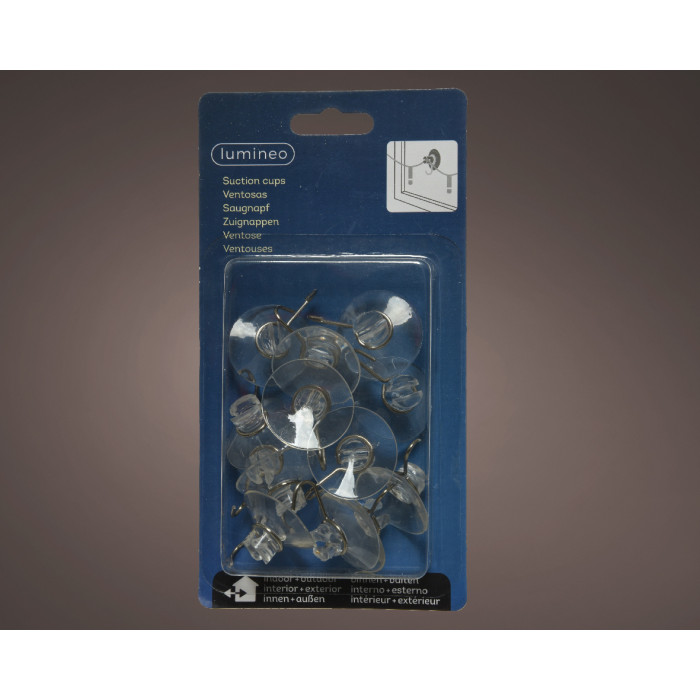 Zuignap met haakje voor lichtstring of Kerstversiering – set van 12 - ø 3,5cm