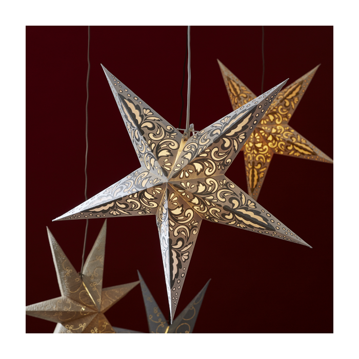 Papieren Kerstster Wit/Grijs - 60cm