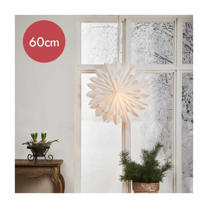 Witte papieren kerstster Clipp  - 60 cm