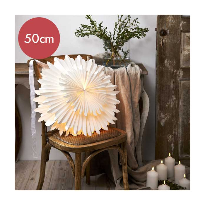 Witte papieren kerstster Crystal - 50 cm