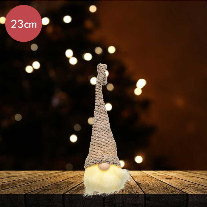 Gnoom hoofd roze met LED verlichting 23CM 