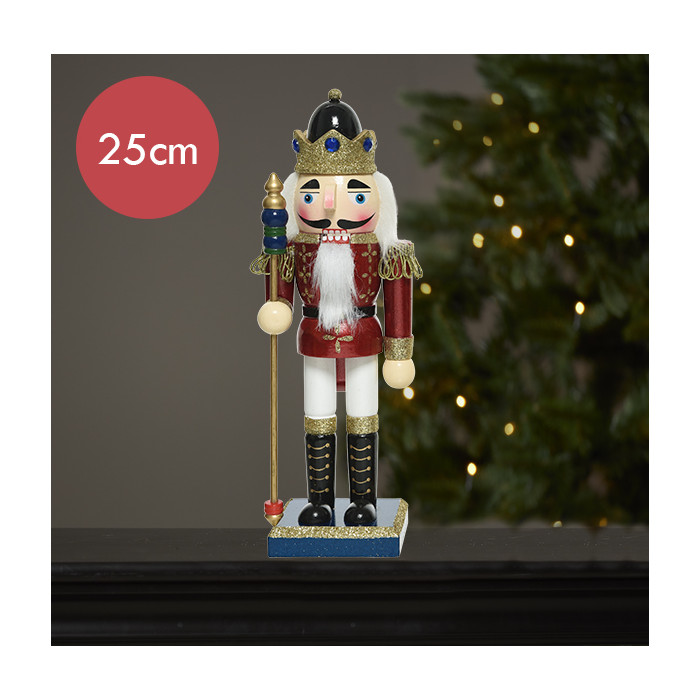  Notenkraker rood blauw met gouden dirigeerstok - 25CM 