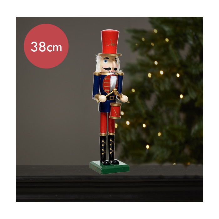 Notenkraker blauw groen met trommel - 38CM 