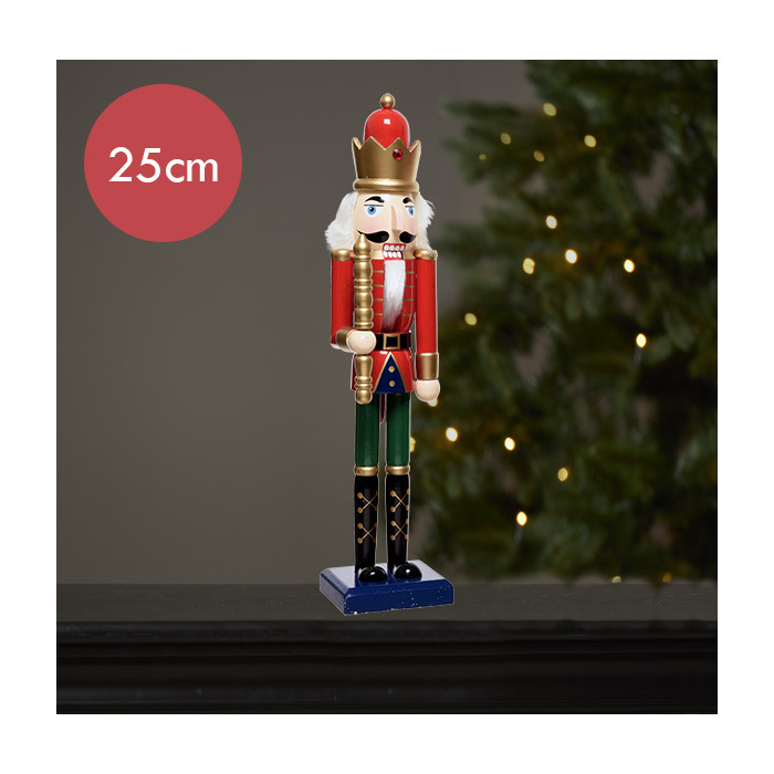 Notenkraker rood blauw met dirigeerstok - 25CM 