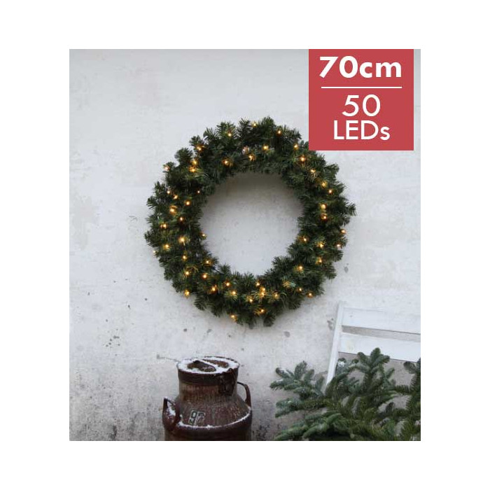 Verlichte Kerstkrans "Ottawa" 70cm