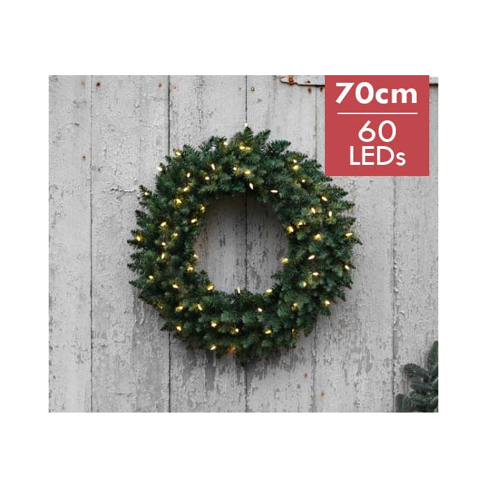 Verlichte Kerstkrans "Calgary" 70cm
