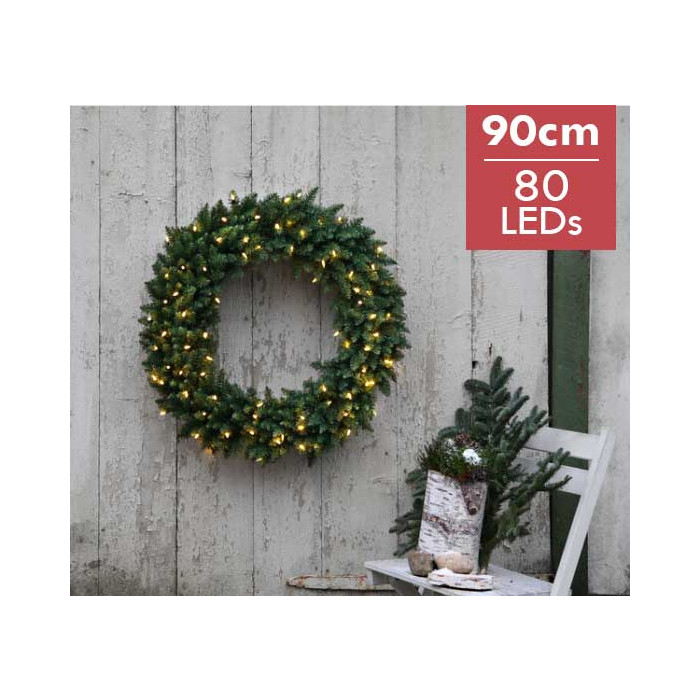Verlichte Kerstkrans "Calgary" 90cm
