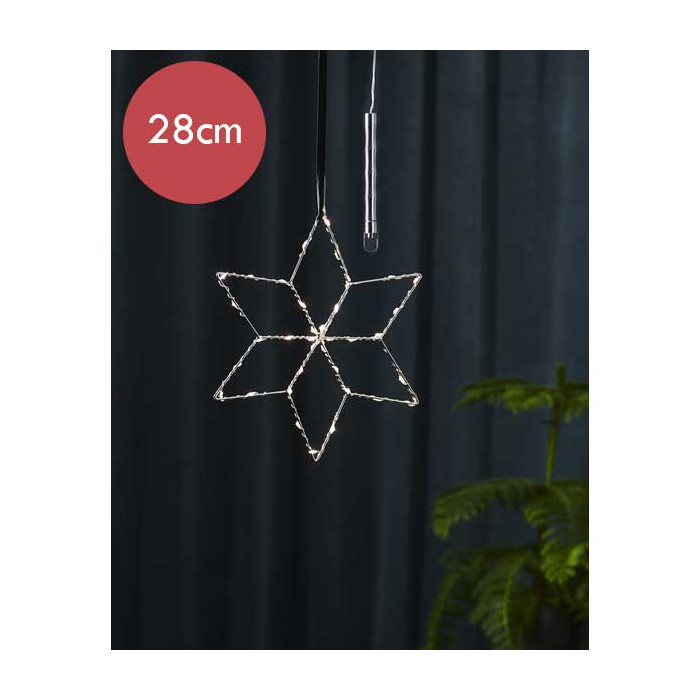 Zilveren kerstster met 36 LED lampjes - 28 cm