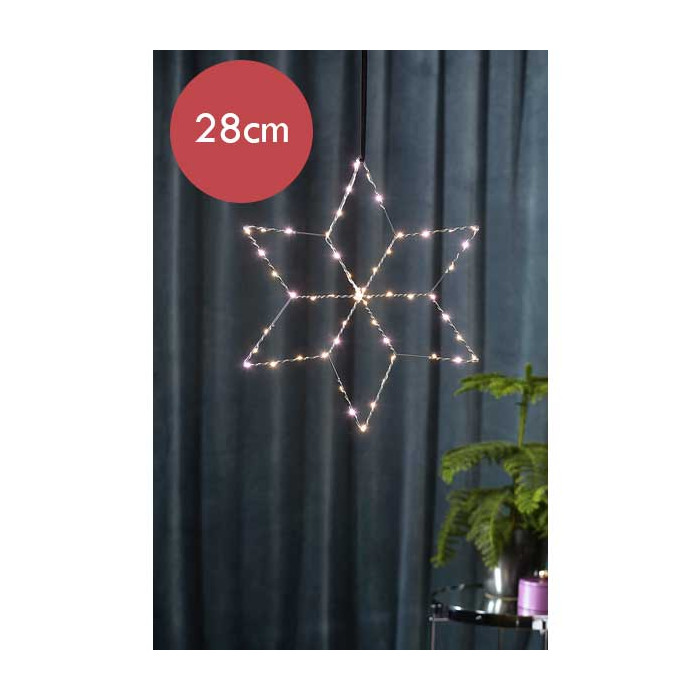 Zilveren kerstster met 54 LED lampjes - 40 cm