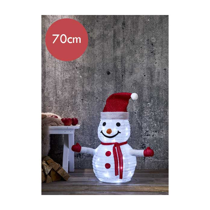 3D Sneeuwpop met 45 LED lampjes - 70 cm