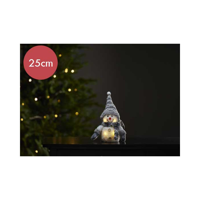 Sneeuwpop met grijze sjaal - 25cm 