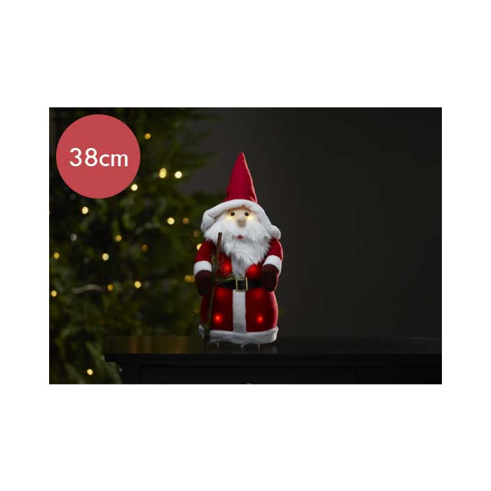 Grote verlichte kerstman rood - 38cm